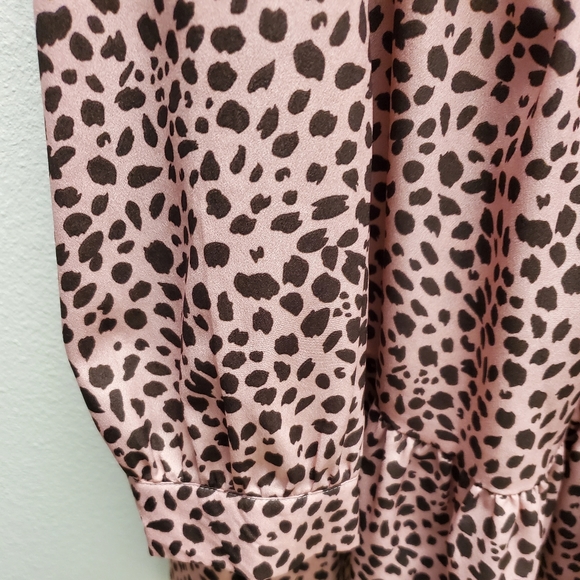 SHEIN PINK ANIMAL PRINT RUFFLE HEM SMOCK DRESS - Picture 7 of 11